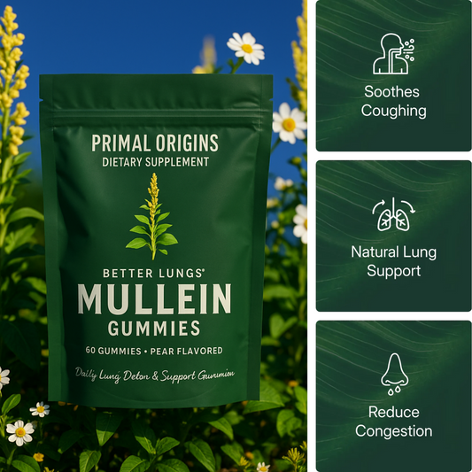 Primal Origins® Mullein Lung Detox Gummies – Clear Mucus & Breathe Easy